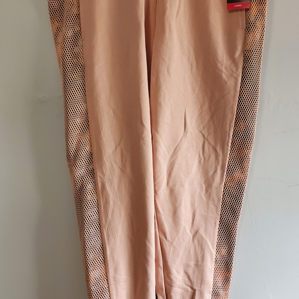 Peach Track Pants with Mesh Detail